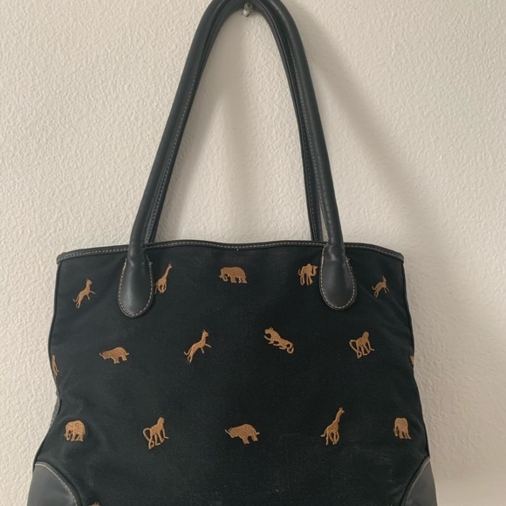 St Johnβs bay Black and Gold Animal Print Tote Bag